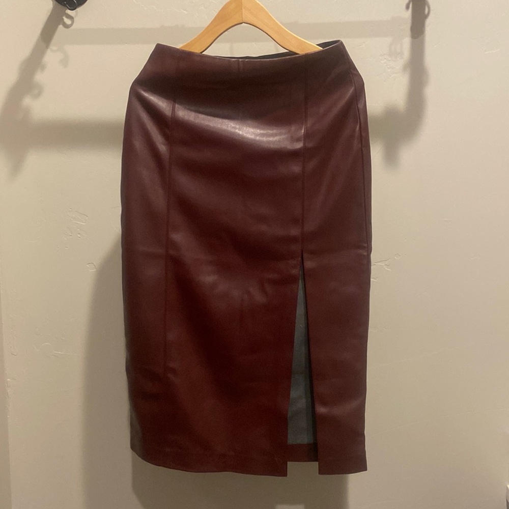 Dynamite burgundy, faux leather skirt